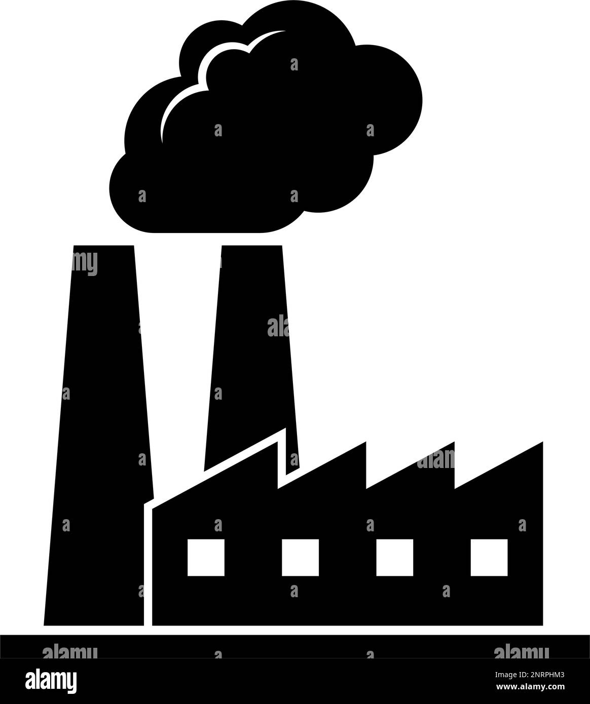 Usine avec cheminée et icône de silhouette de fumée. Industrie. Vecteur modifiable. Illustration de Vecteur