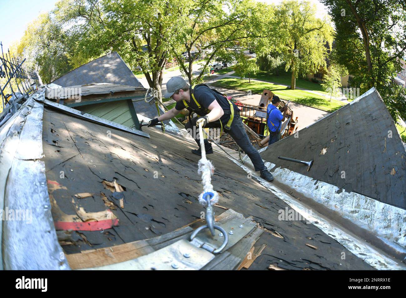 In an Oct. 8, 2019 photo, after removing the worn shingles from the