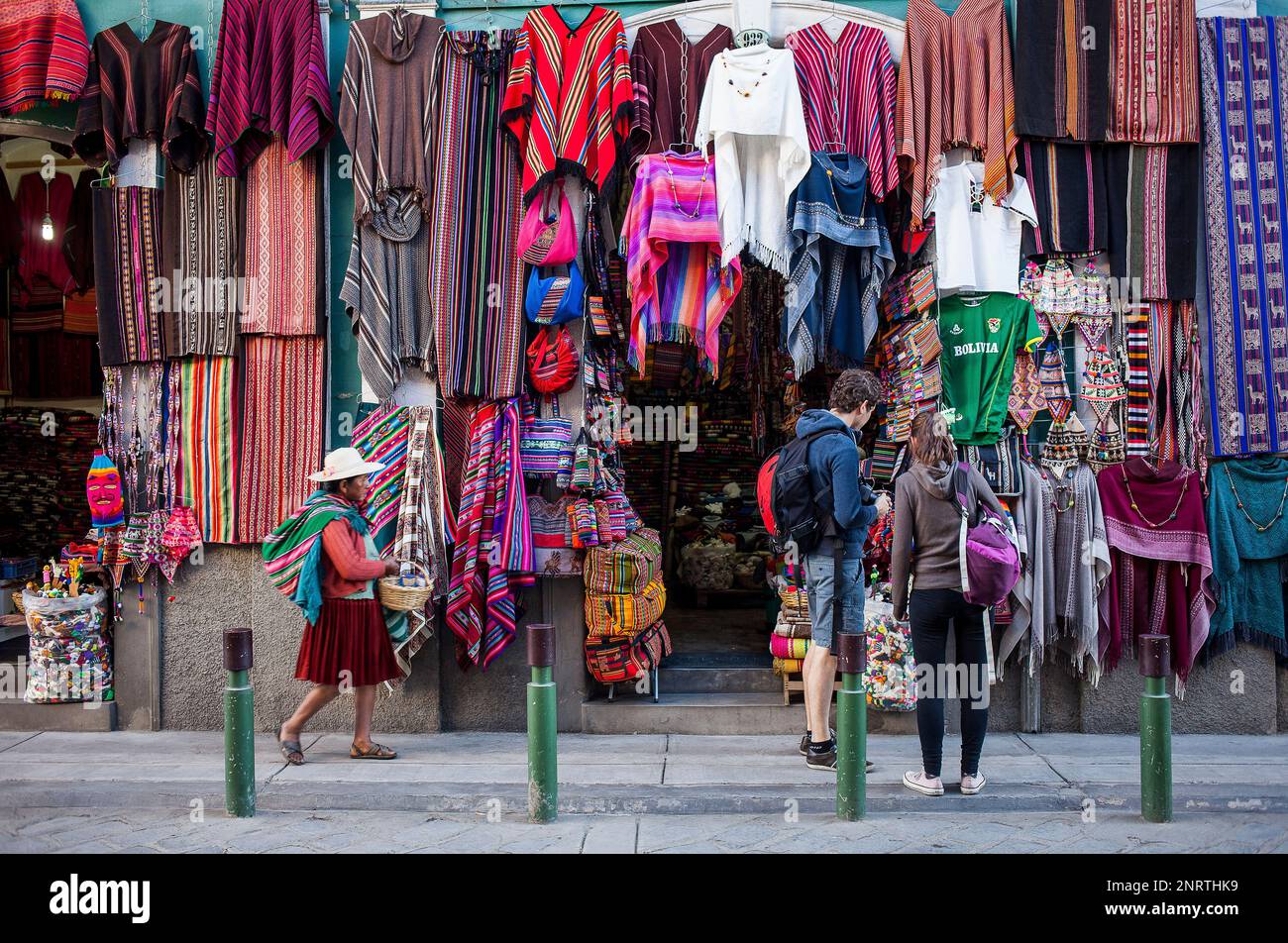 Mercado de las Brujas (marché des sorcières), boutique de souvenirs, La Paz, Bolivie Banque D'Images