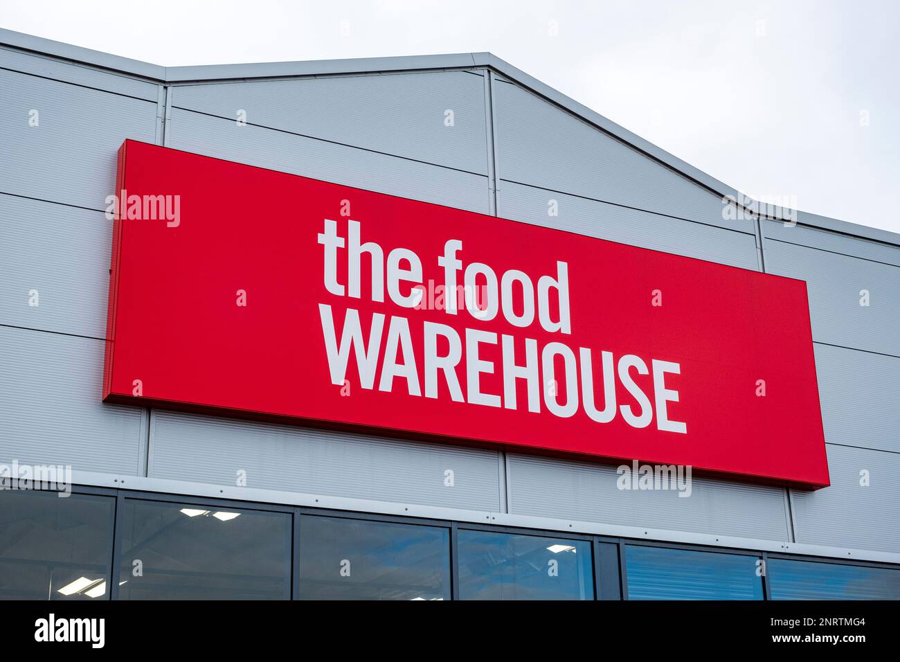 Gros plan de l'affiche de l'entrepôt alimentaire au Royaume-Uni Banque D'Images