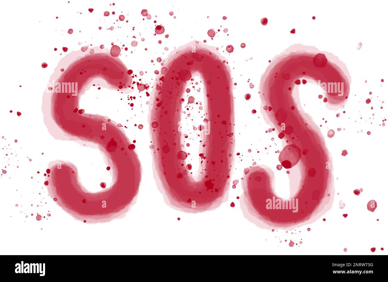 Goiania, Goias, Brésil – 27 février 2023: S.O.S. écrit dans le sang. Appel de détresse écrit à l'encre rouge simulant le sang. Banque D'Images