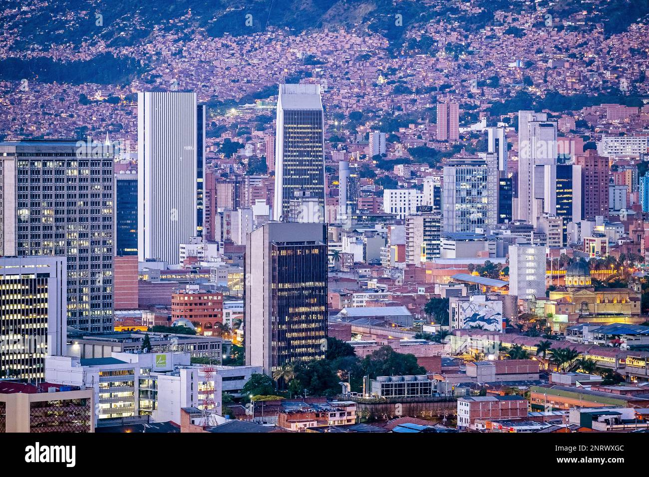 Skyline, centre-ville, centre-ville, centro, Medellín, Colombie Banque D'Images