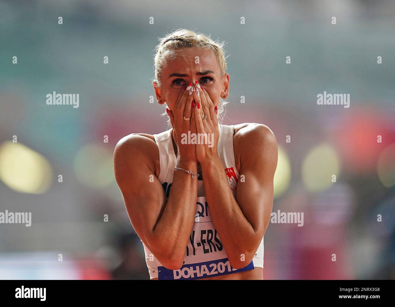 October 1, 2019: Justyna wity-Ersetic of Poland competing in the 200 meter for women during the 17th IAAF World Athletics Championships at the Khalifa Stadium in Doha, Qatar. Ulrik Pedersen/CSM.(Credit Image: © Ulrik Pedersen/CSM via ZUMA Wire) (Cal Sport Media via AP Images) Banque D'Images