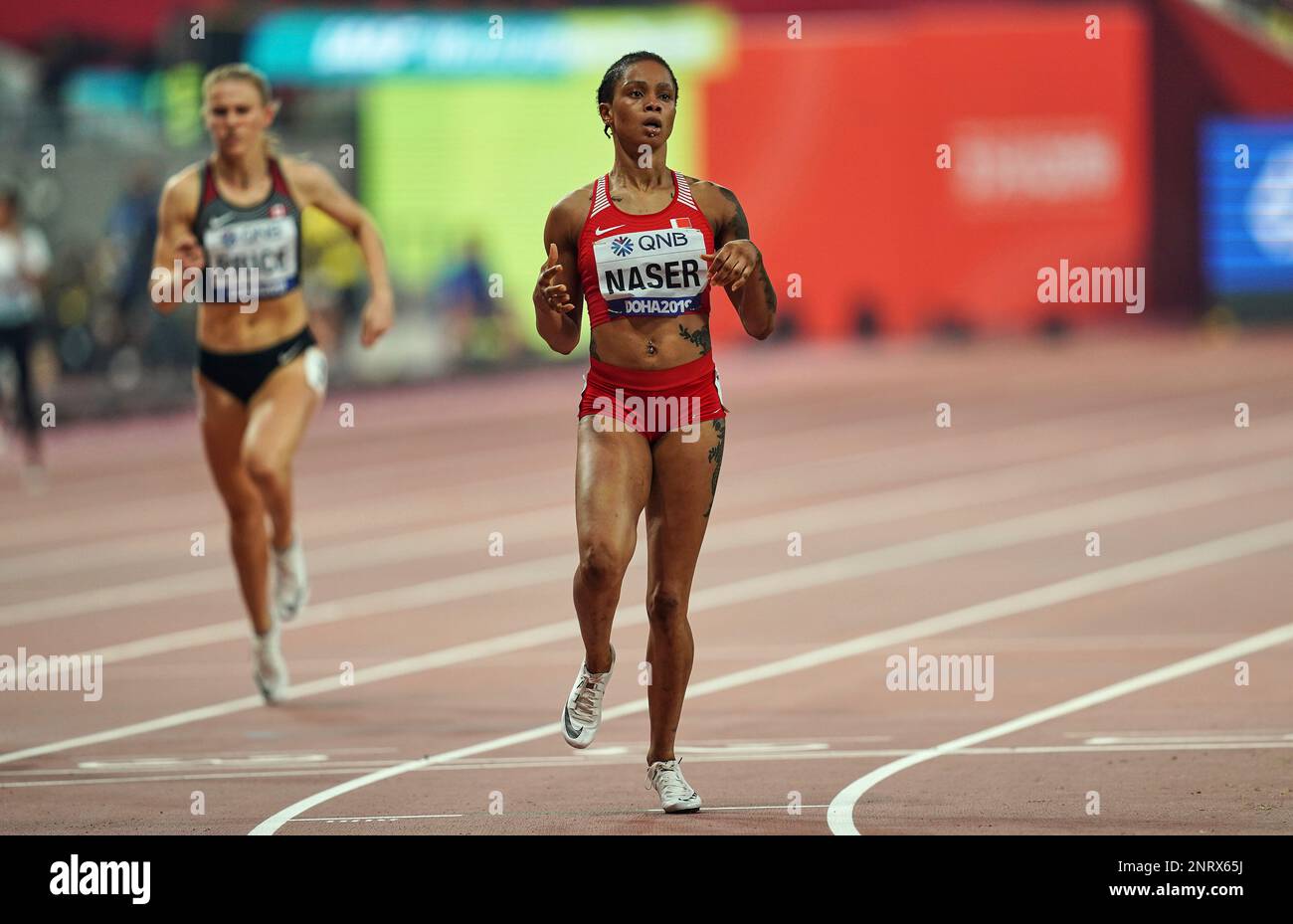 September 30, 2019: Salwa Eid Naser of Bahrain competing in the 400 meter for women during the 17th IAAF World Athletics Championships at the Khalifa Stadium in Doha, Qatar. Ulrik Pedersen/CSM.(Credit Image: © Ulrik Pedersen/CSM via ZUMA Wire) (Cal Sport Media via AP Images) Banque D'Images