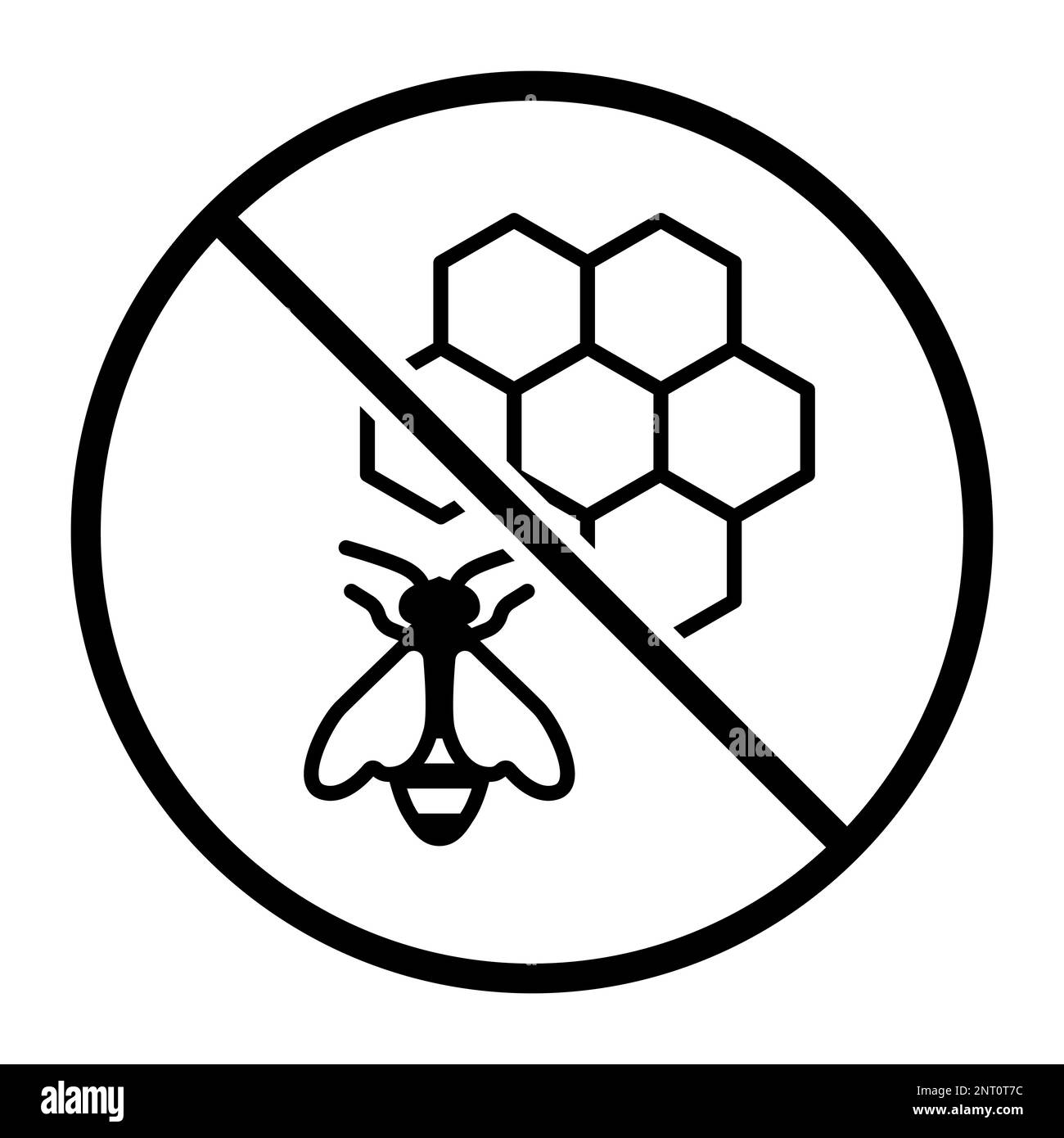 Pas de produits d'abeille, miel et propolis icône: Nourriture, ingrédients et allergènes concept Illustration de Vecteur