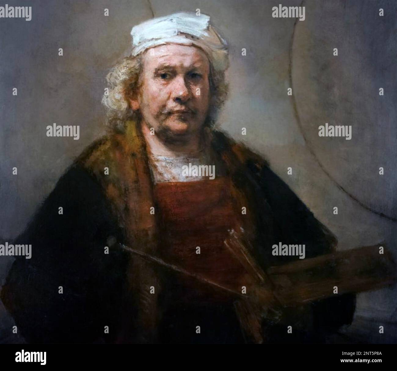 REMBRANDT (1606-1669)peintre hollandais - autoportrait vers 1666 Banque D'Images