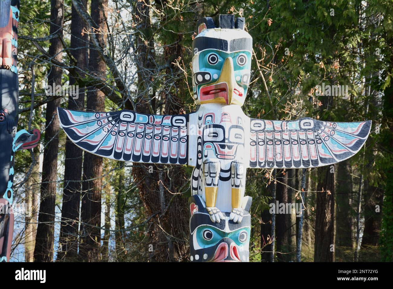 Les totems du parc Stanley à Vancouver, C.-B., Canada Banque D'Images