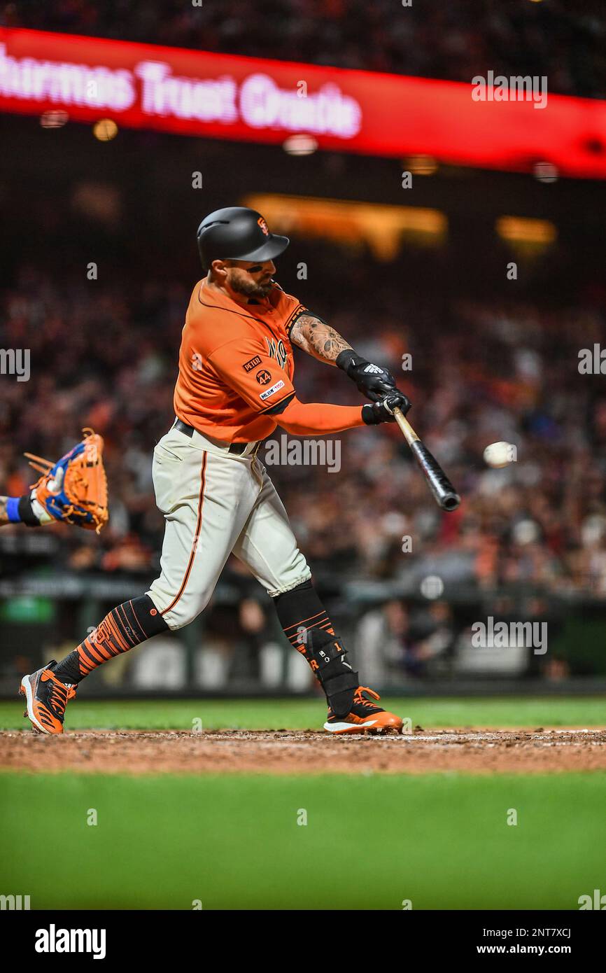 July 19, 2019: San Francisco Giants center fielder Kevin Pillar (1) at bat during the MLB game between the New York Mets and the San Francisco Giants at Oracle Park in San Francisco, CA. Chris Brown/CSM(Credit Image: © Chris Brownm/CSM via ZUMA Wire) (Cal Sport Media via AP Images) Banque D'Images