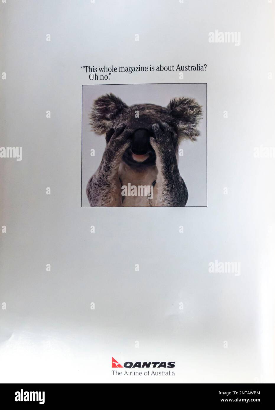 Publicité de Qantas dans un magazine NatGeo, février 1988 Banque D'Images