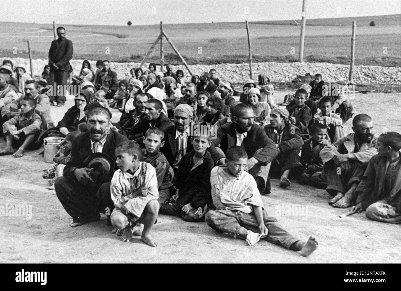 Détenus roms (tziganes) au camp de travail de Belzec, 1940 Banque D'Images