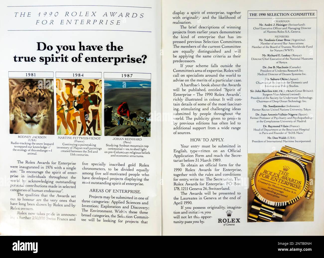Rolex Awards 1988 pour la publicité imprimée Enterprise Banque D'Images