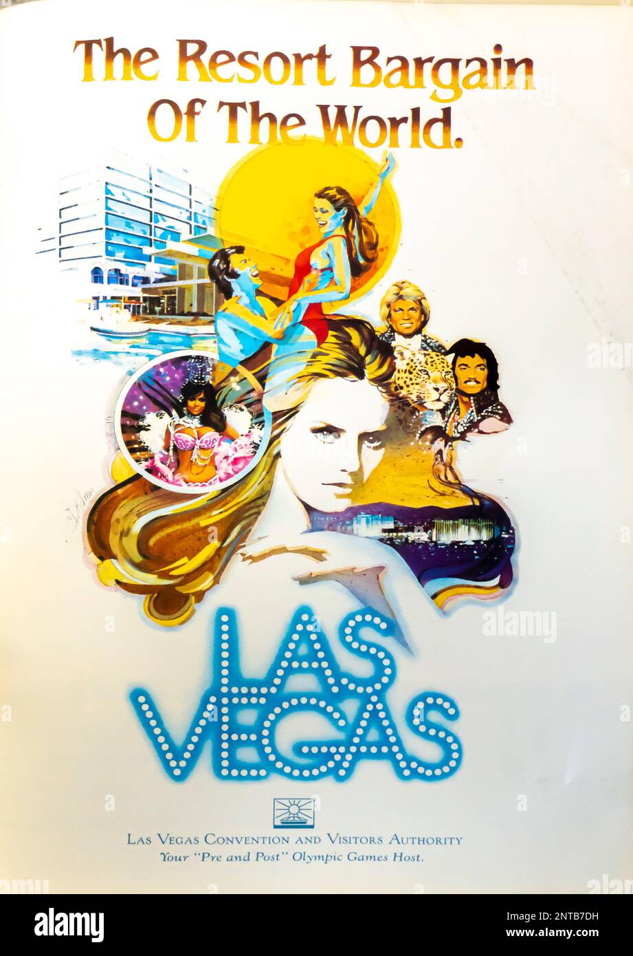 Publicité de voyage à Las Vegas dans un magazine NatGeo, novembre 1983 Banque D'Images