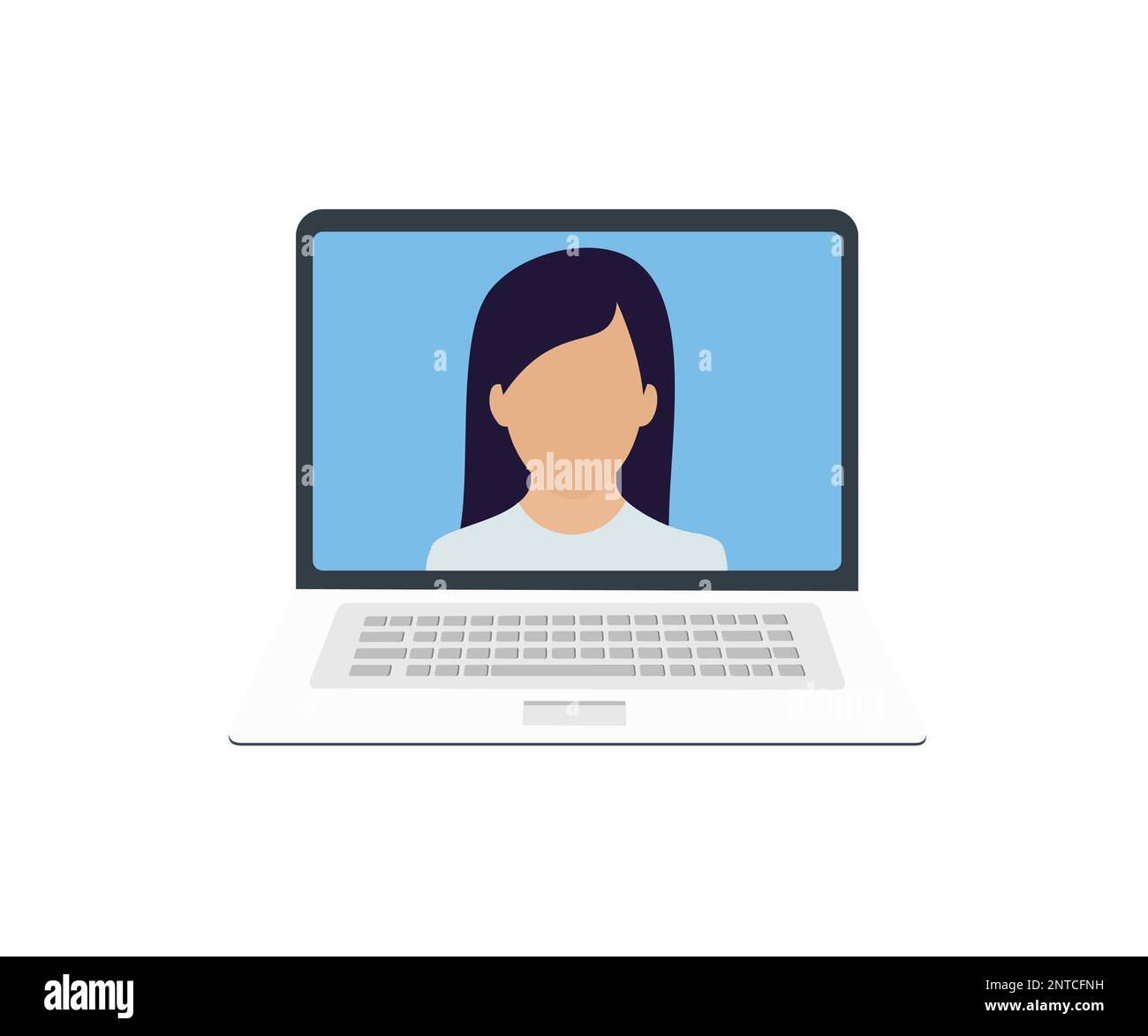 ノートパソコンの画面に表示された女教師のオンライン画像 Illustration de Vecteur