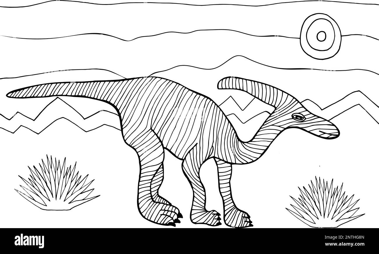 Page de coloriage Parasaurolophus vector Illustration de Vecteur