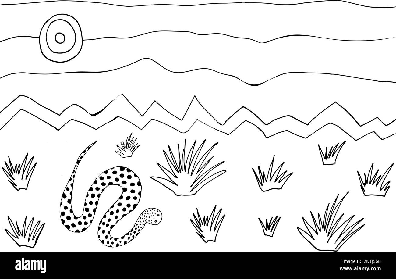 Page de coloriage avec paysage désertique Illustration de Vecteur