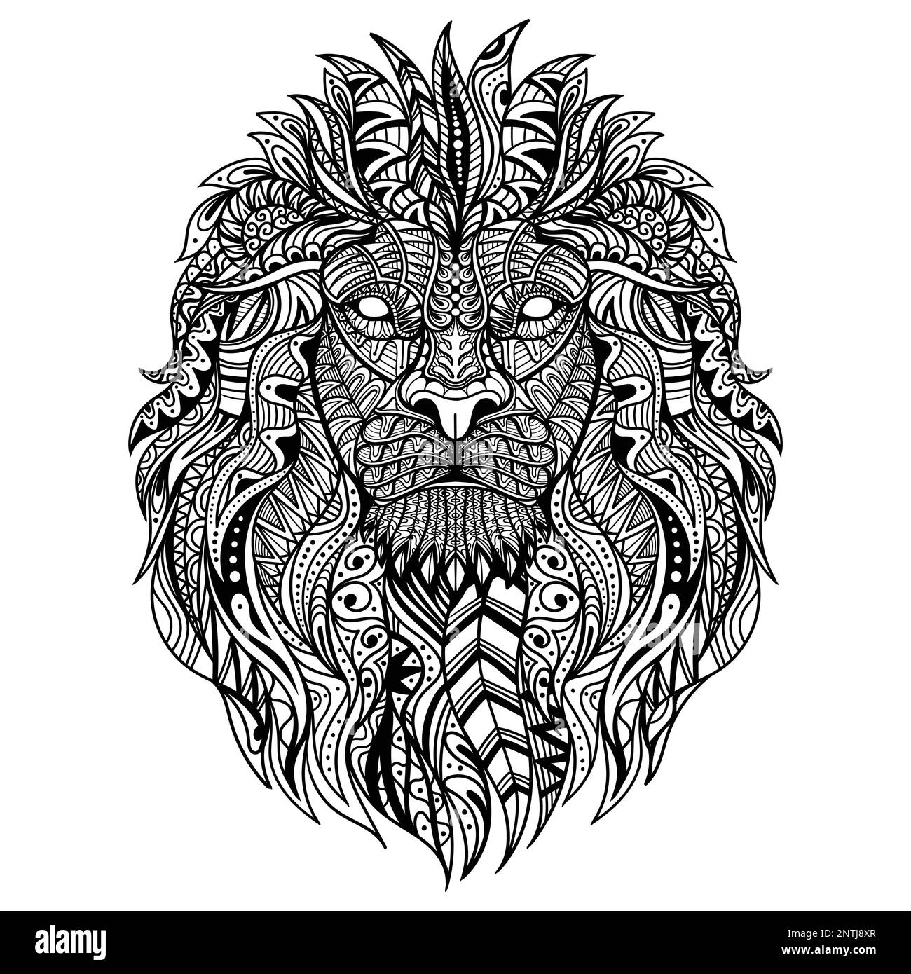 Illustration de la page de coloriage de la tête de lion mandala zentangle pour votre entreprise ou marque Illustration de Vecteur