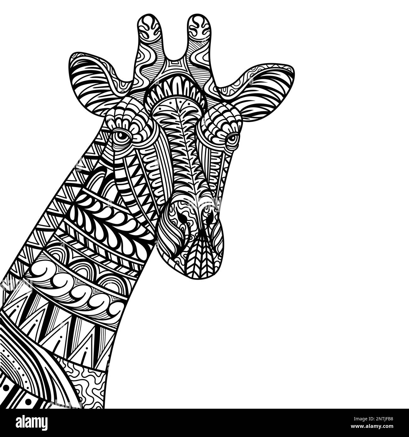 Giraffe tête côté position mandala zentangle coloriage page illustration pour votre entreprise ou marque Illustration de Vecteur