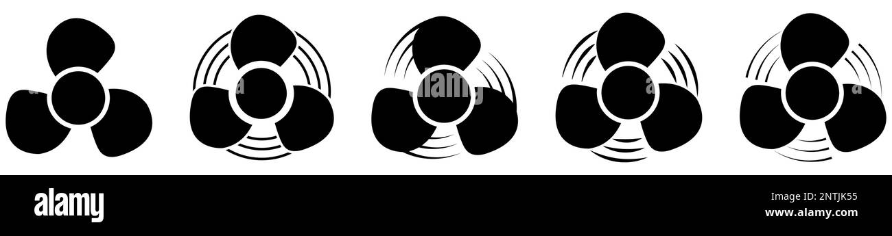 Icône de vitesse du ventilateur définie. Symboles de vitesse d'hélice. Design peut être utilisé pour les applications Web et mobiles. Illustration vectorielle Illustration de Vecteur