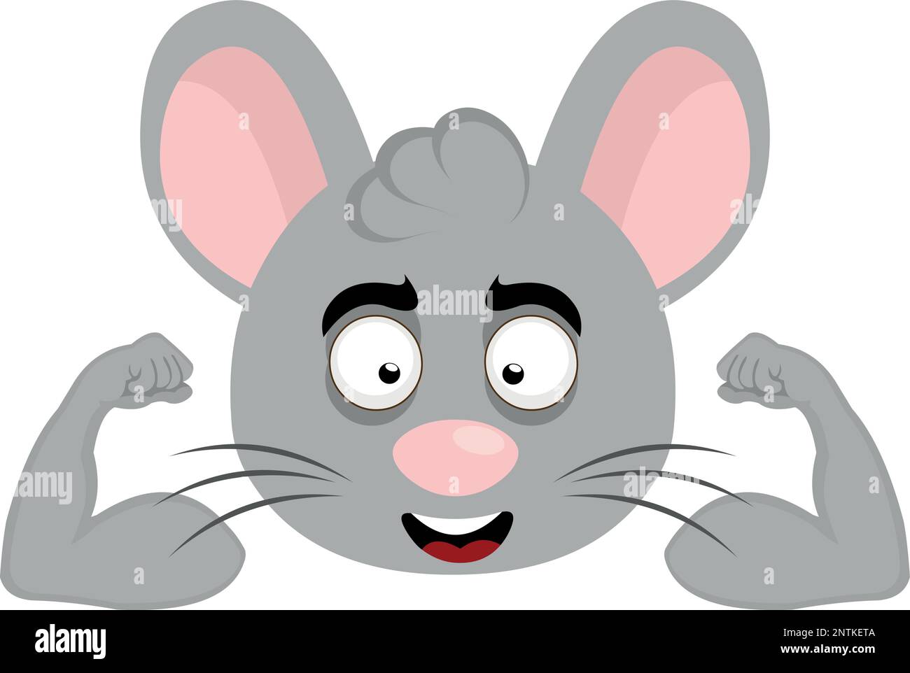 illustration vectorielle face d'une souris de dessin animé montrant les biceps des bras Illustration de Vecteur