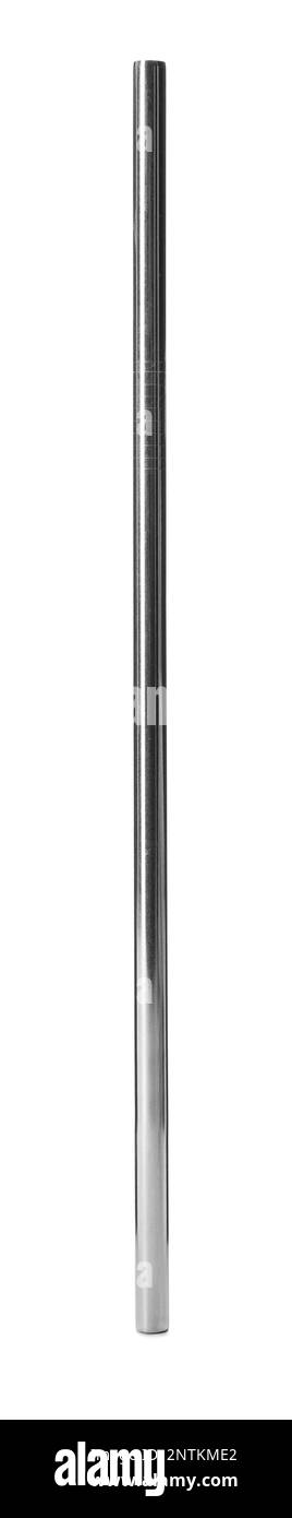 Paille métallique isolée sur blanc. Consommation consciente Banque D'Images