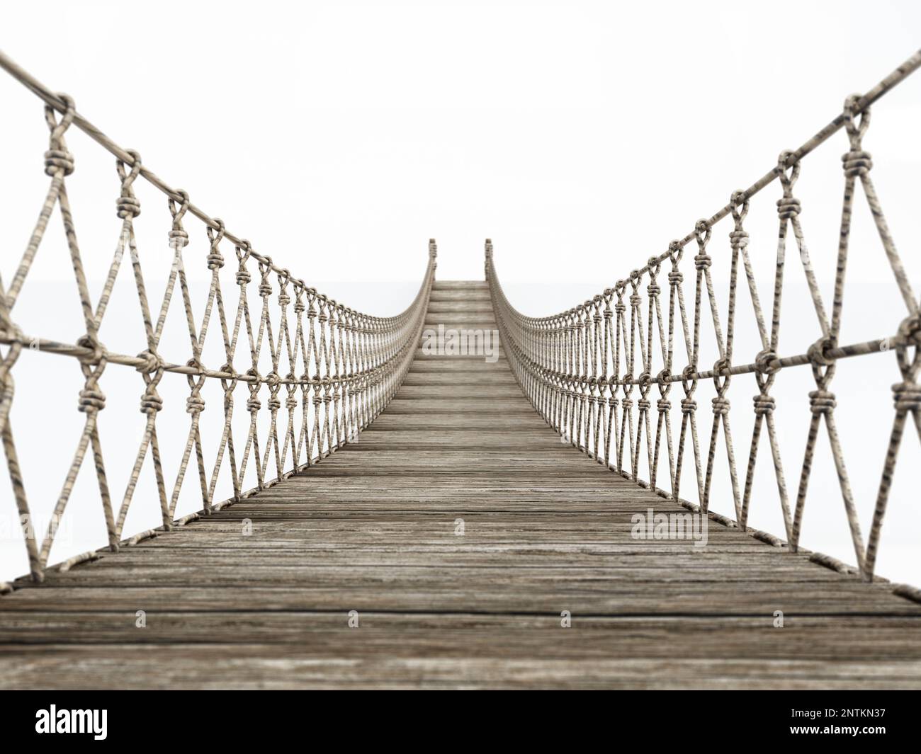 Pont de corde isolé sur fond blanc. 3D illustration. Banque D'Images