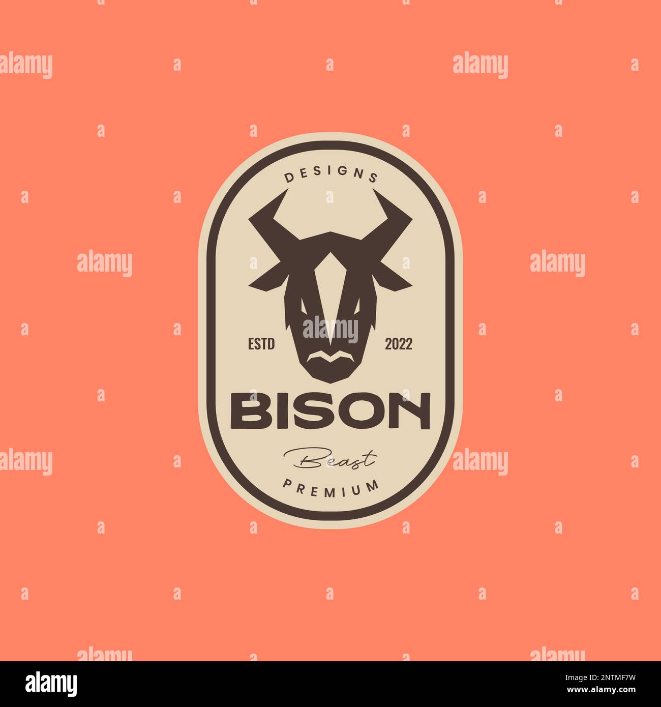 tête de bête bison savane colonie animal forte badge vintage logo design vecteur icône illustration Illustration de Vecteur