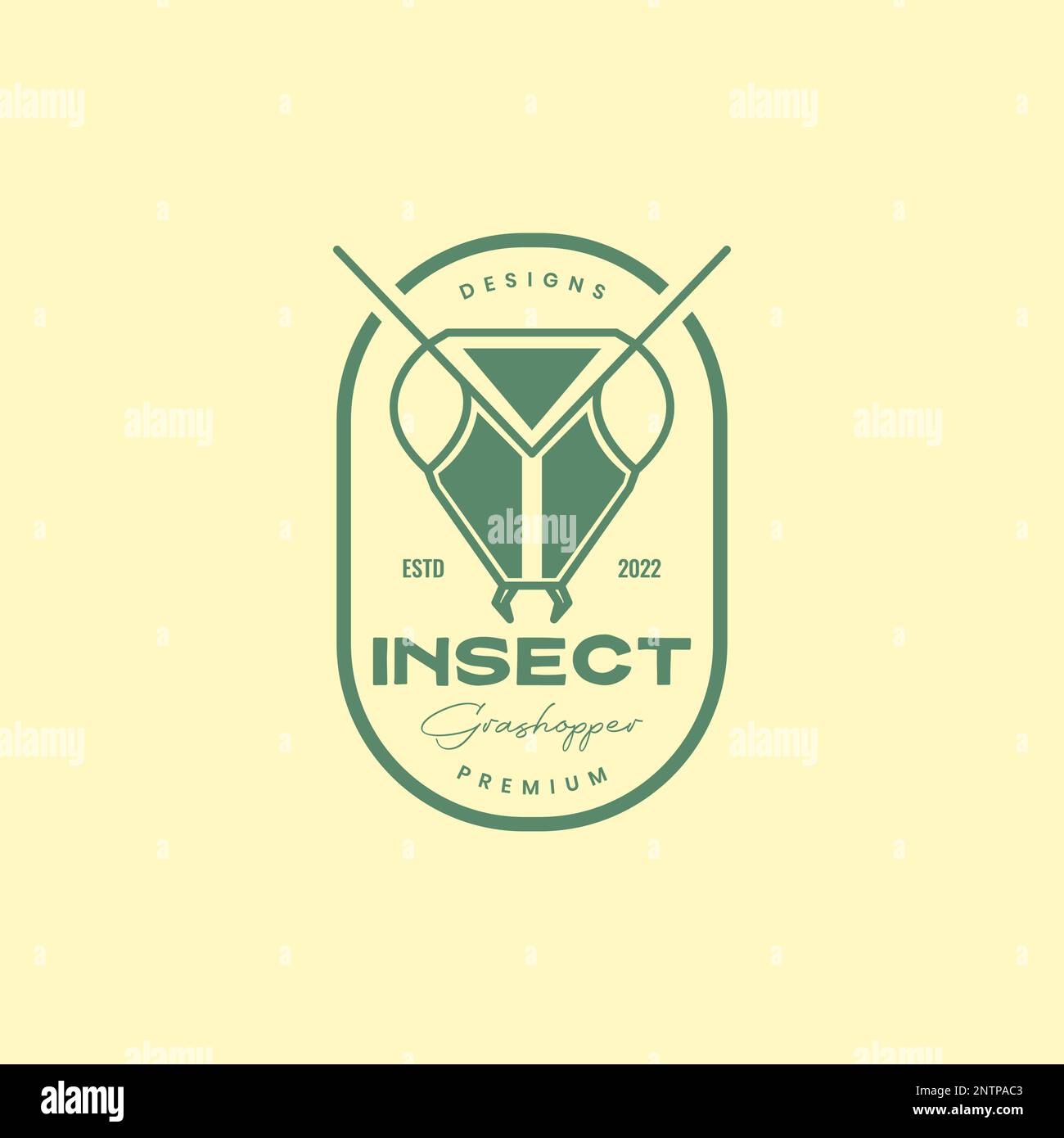 tête d'insecte de la sauterelle badge géométrique logo simple design vecteur icône illustration Illustration de Vecteur