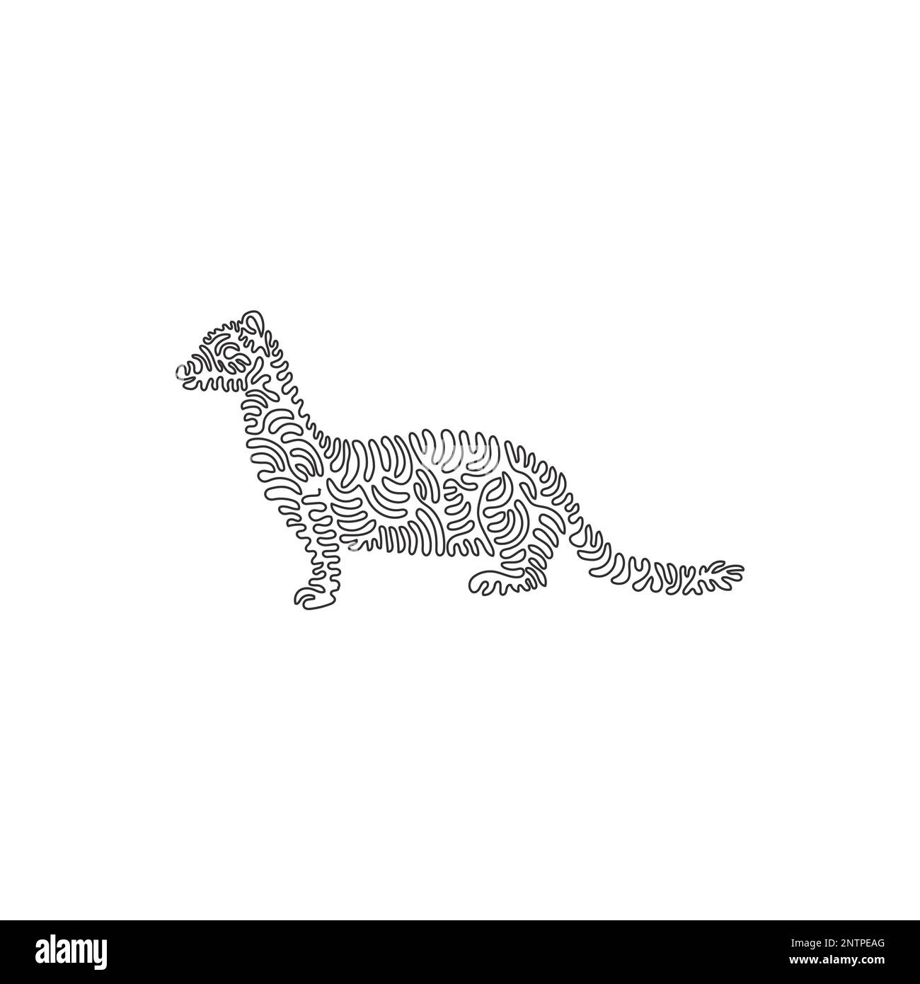 Un seul dessin d'une ligne de weasel agressif prédateurs résumé art. Dessin de ligne continue graphique dessin illustration vectorielle de mammifères carnivores Illustration de Vecteur