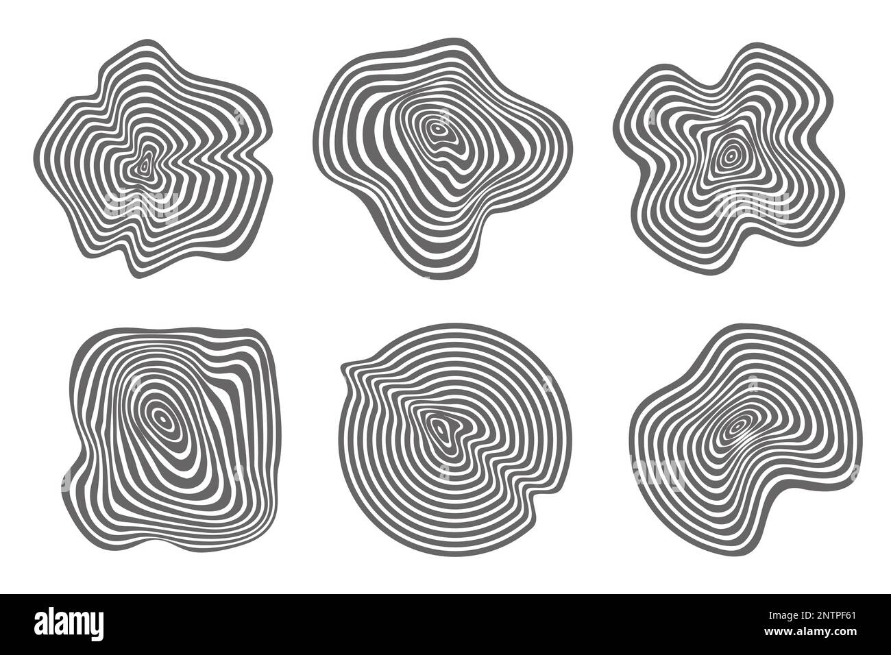 Motifs topographiques des anneaux en bois. Cercles texturés organiques abstraits. Fonds de formes circulaires. Tranches de croissance annuelle vectorielle. Illustration de Vecteur