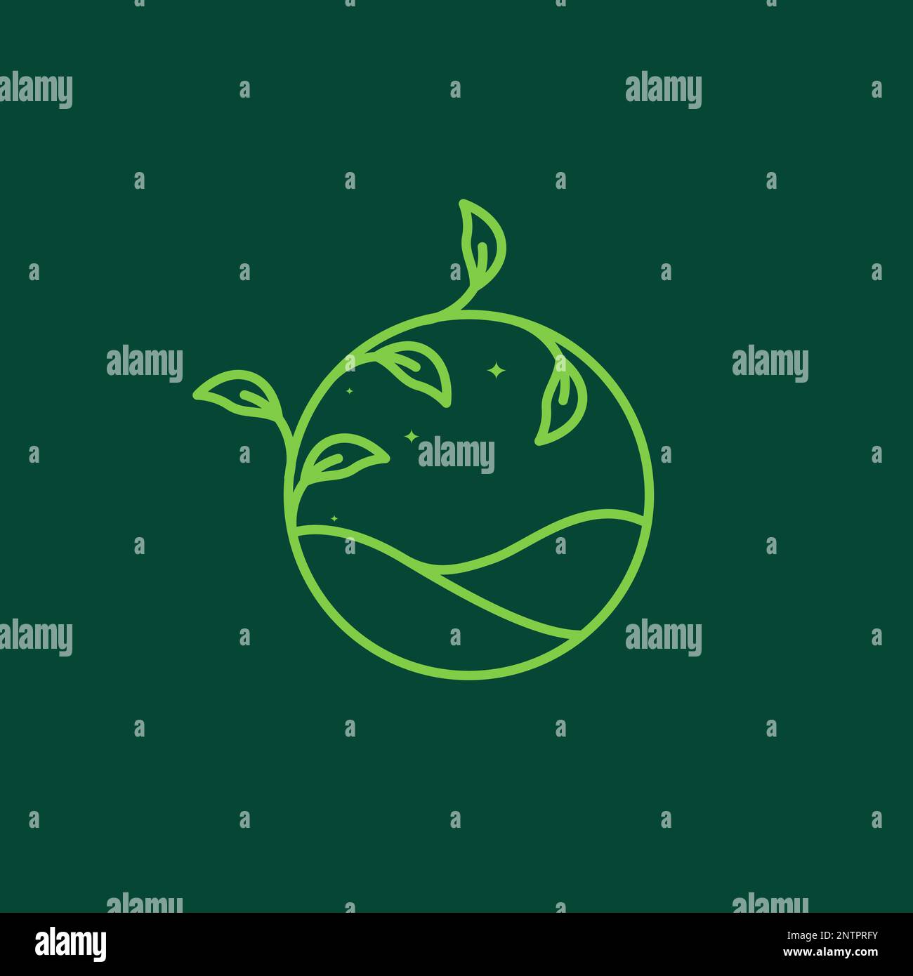 ferme de champ agriculture colline minimaliste cercle feuilles logo design vecteur icône illustration Illustration de Vecteur