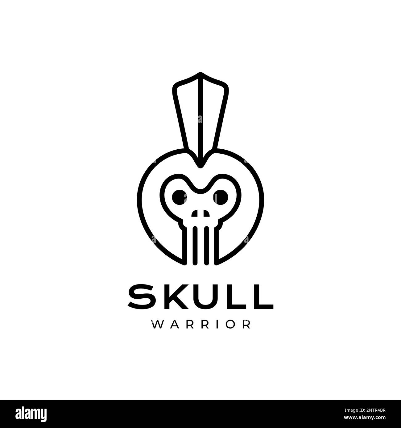 crâne cranium guerrier spartan casque minimal moderne logo design vecteur Illustration de Vecteur