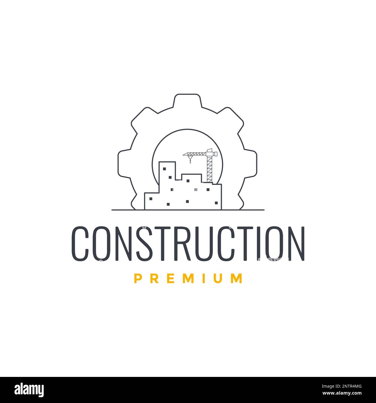construction gear services grue bâtiment ligne minimale logo design icône vectorielle Illustration de Vecteur