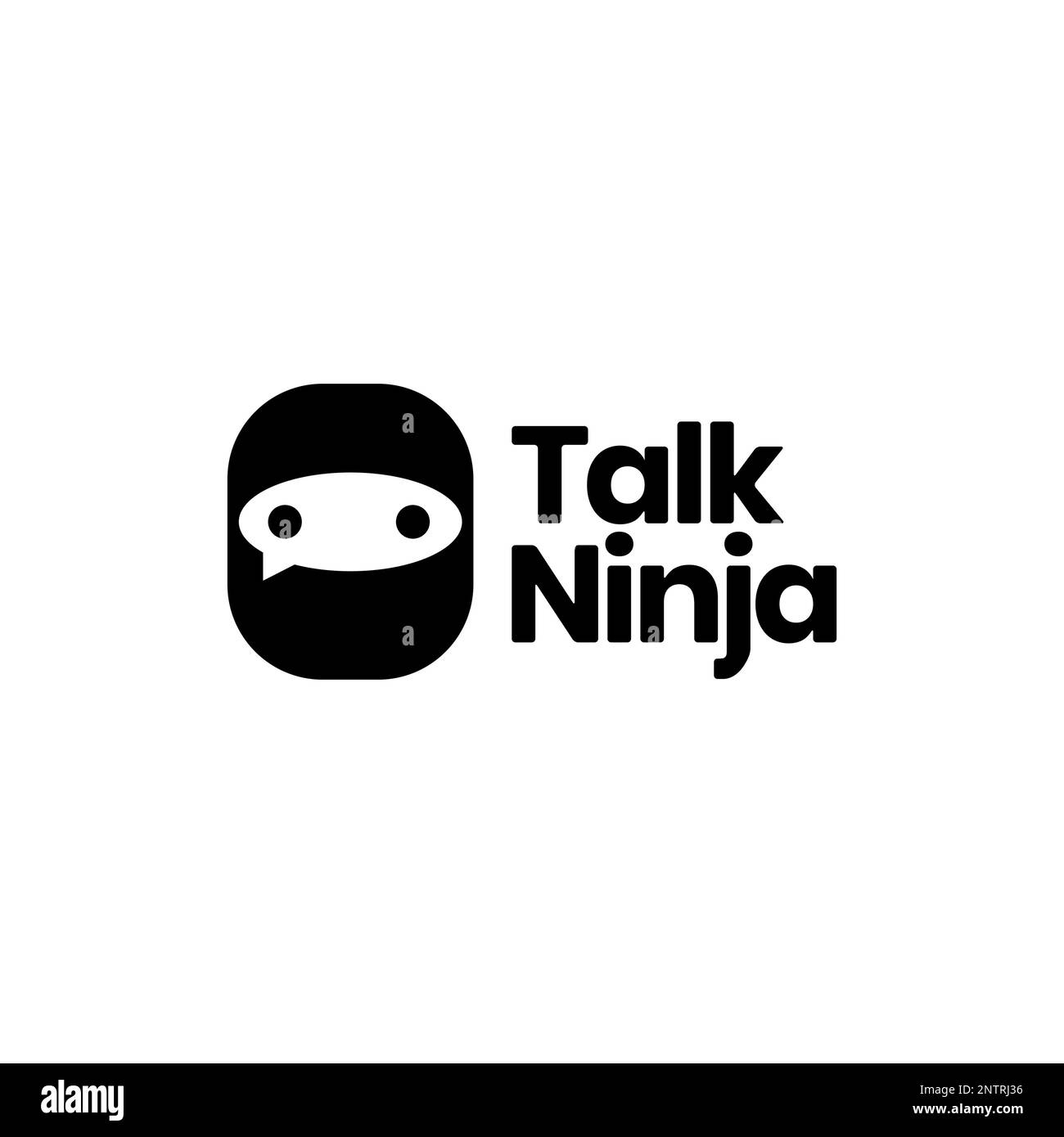 ninja mignon visage parler bulle consulter moderne minimaliste logo design icône illustration vectorielle Illustration de Vecteur