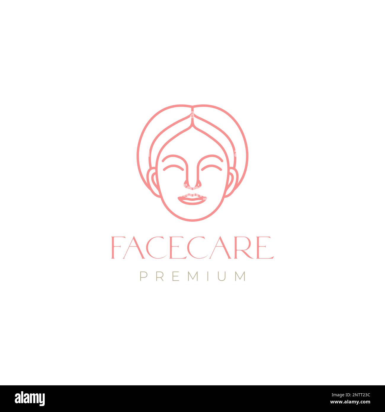 visage beauté femmes sourire cheveux courts salon de soin de la peau ligne de traitement mascotte minimaliste logo design vecteur Illustration de Vecteur