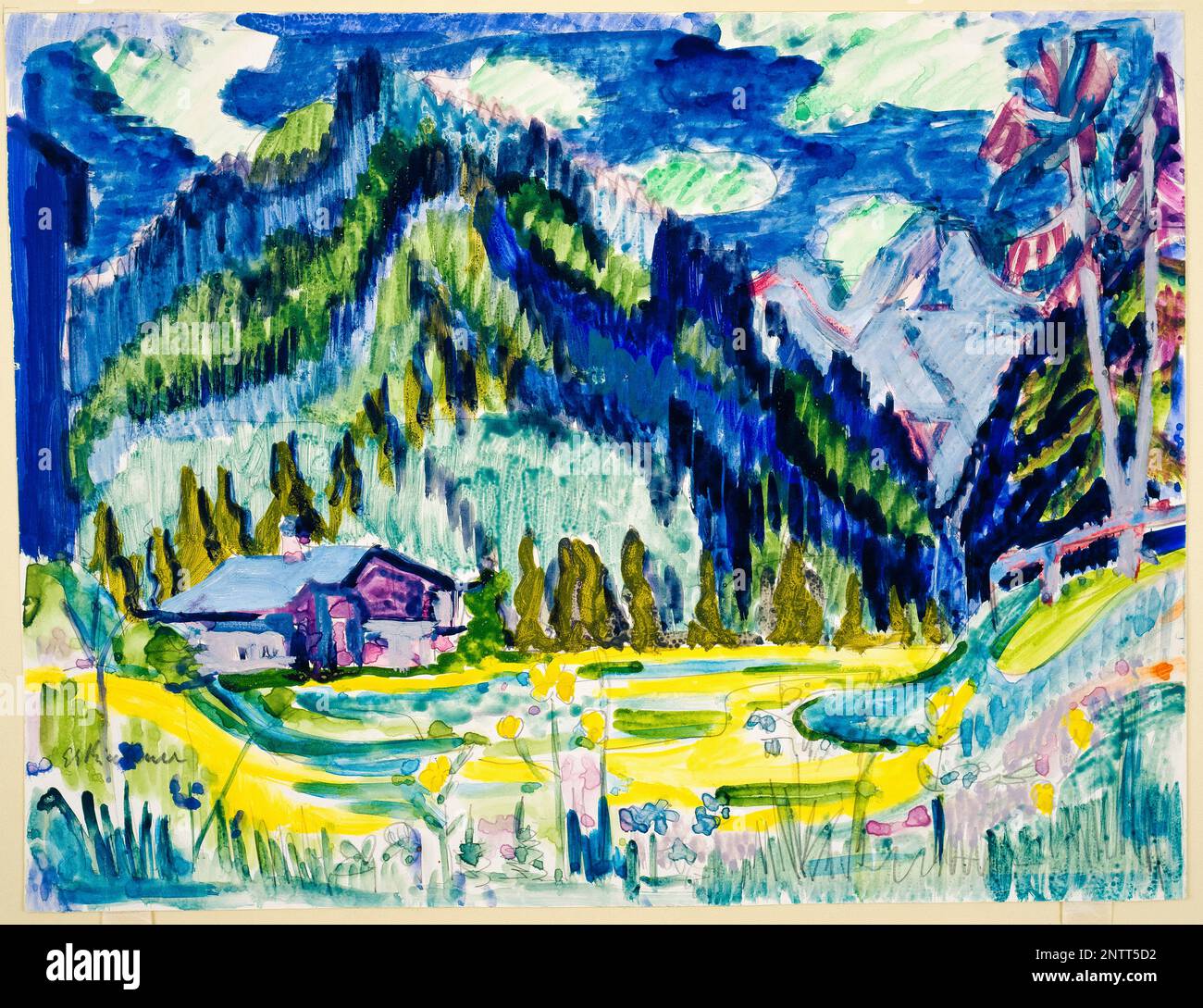 Ernst Ludwig Kirchner, sol sauvage, peinture de paysage en aquarelle et gouache sur crayon, vers 1924 Banque D'Images