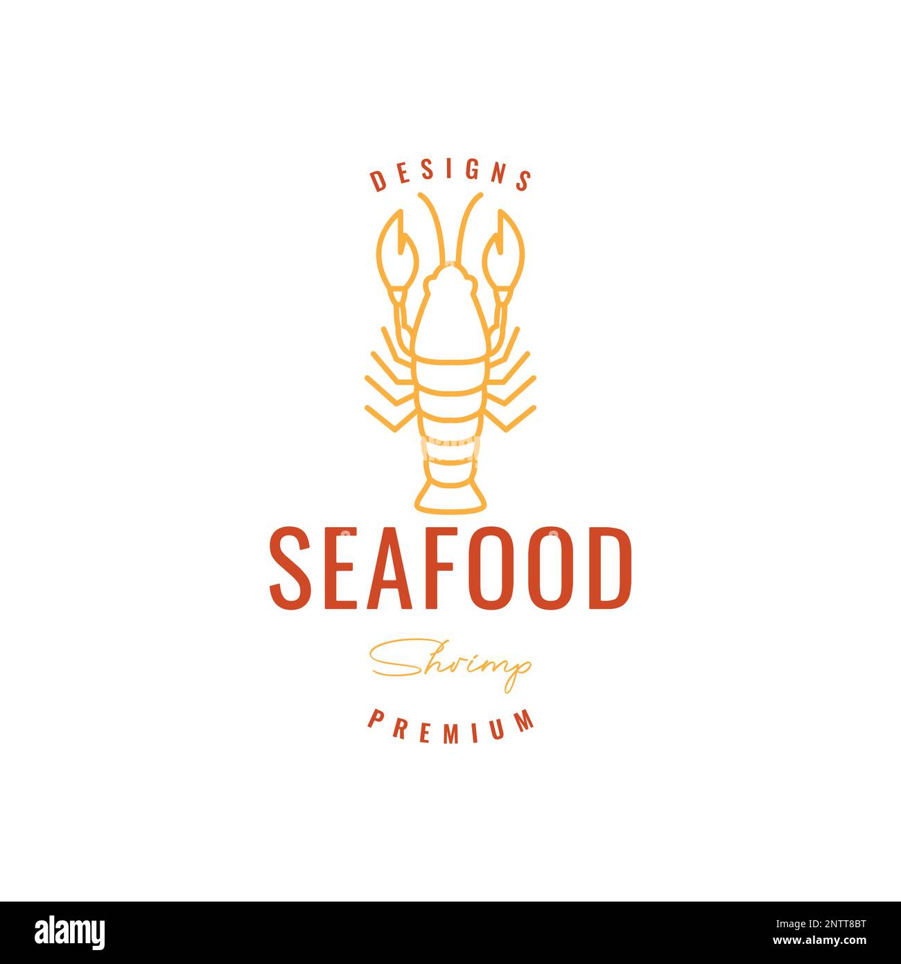 créature biote crevettes de mer homards nourriture fruits de mer délicieux goût ligne art logo design icône vecteur Illustration de Vecteur