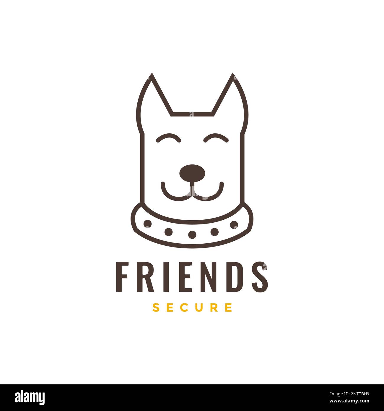 animaux animaux domestiques chien visage collier sécurité police mascotte sourire minimaliste moderne logo design vecteur Illustration de Vecteur
