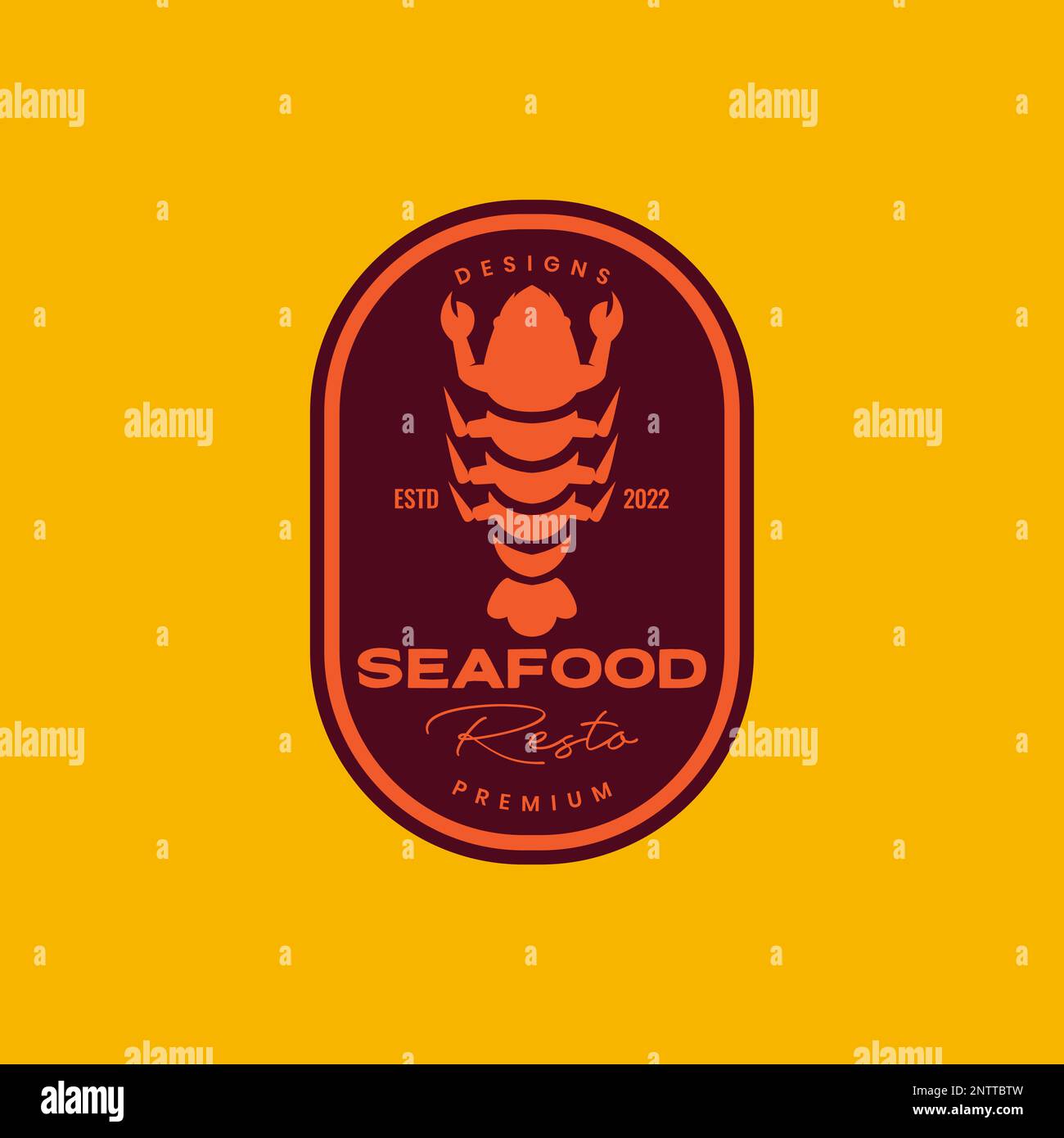 mantis crevettes ocean food fruits de mer délicieux badge de cuisine vintage logo design vecteur Illustration de Vecteur