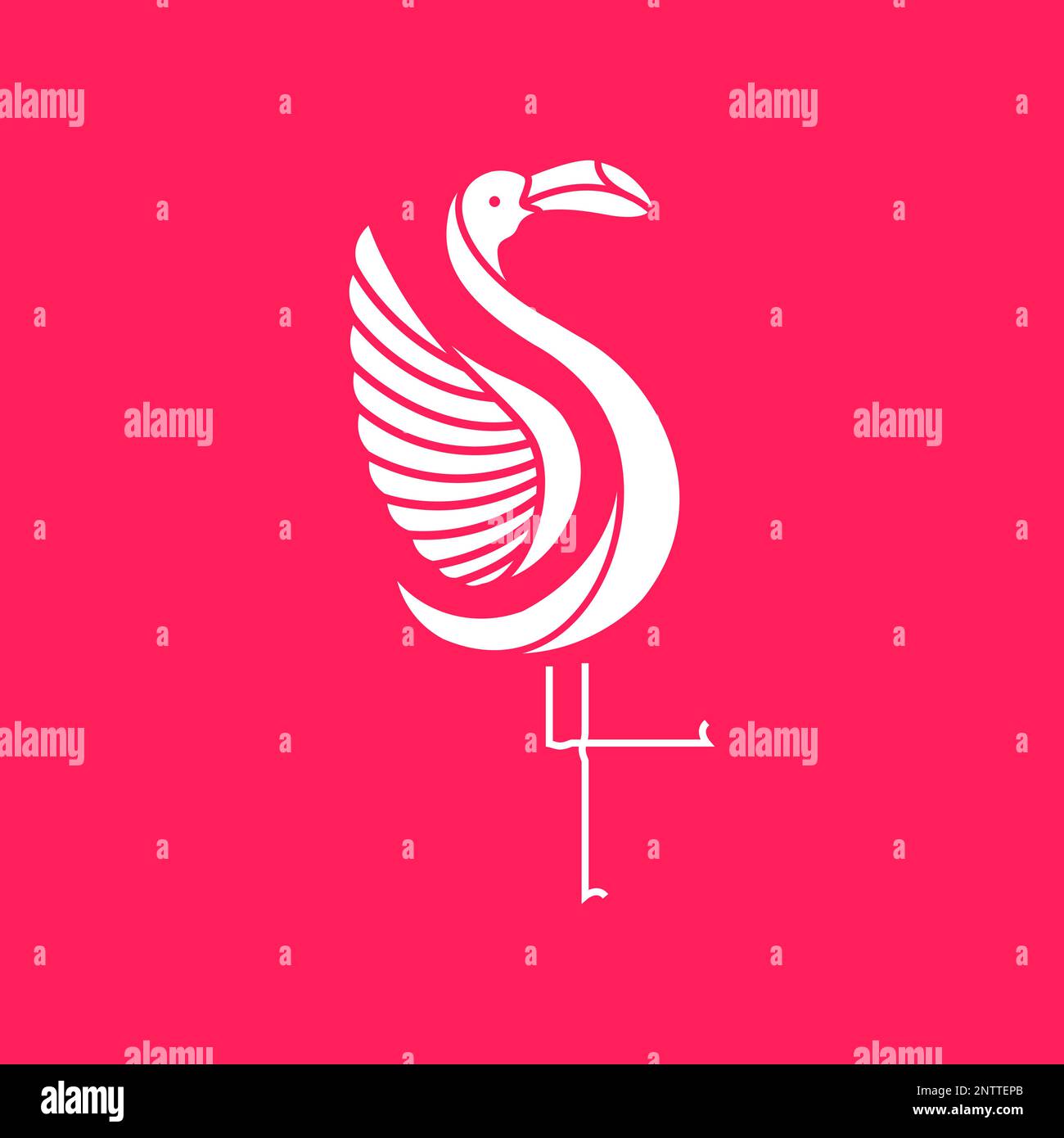 animal oiseau beauté géométrique flamants ailes modernes simple minimaliste logo design vecteur Illustration de Vecteur