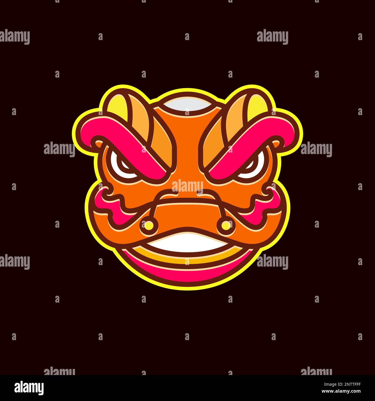fête de la culture chinoise lion danse tête art coloré minimaliste moderne logo design vecteur Illustration de Vecteur