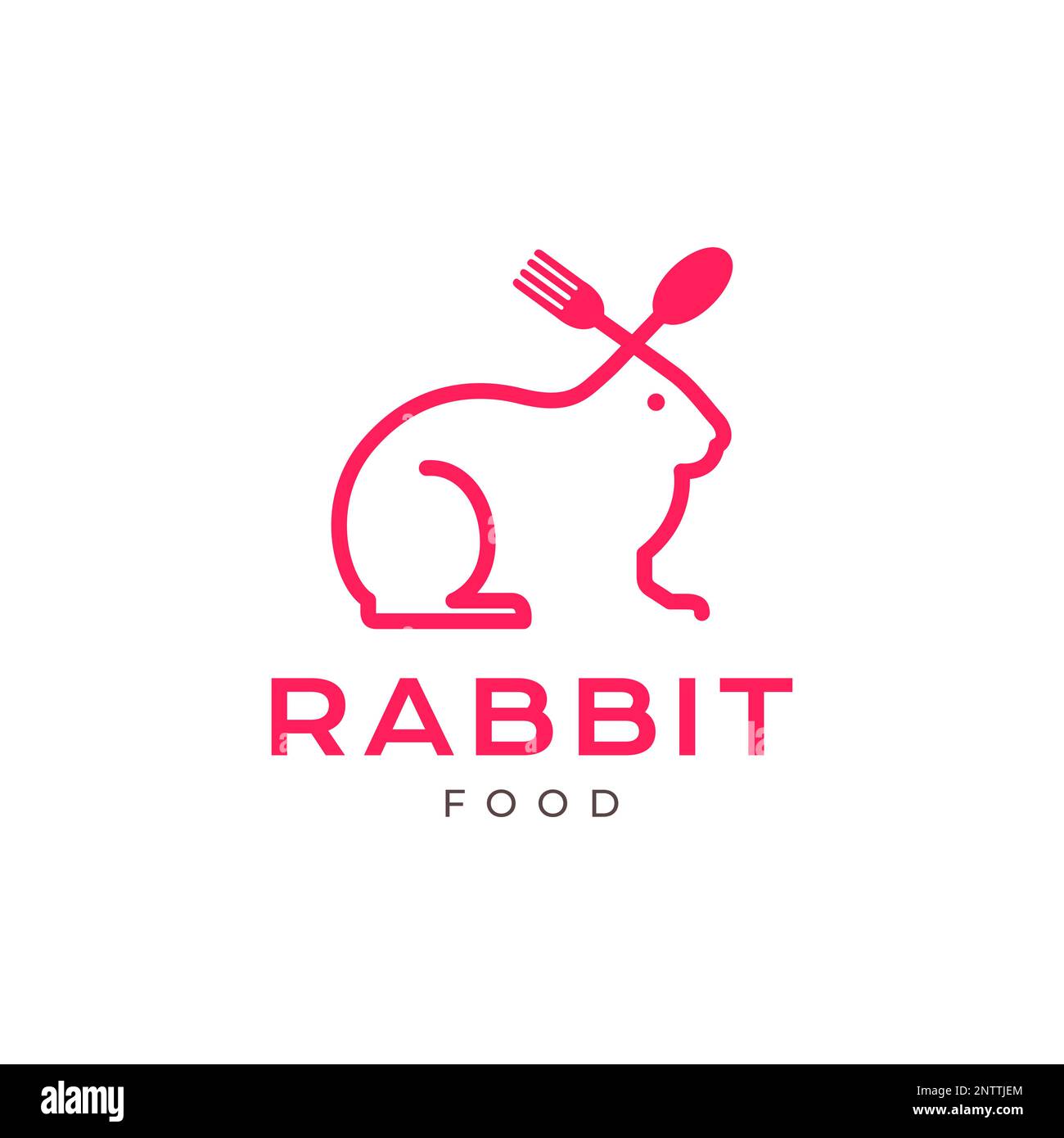 animaux de compagnie lapin lièvre cuillère fourchette fourchette géométrique ligne moderne simple minimal logo design vecteur Illustration de Vecteur