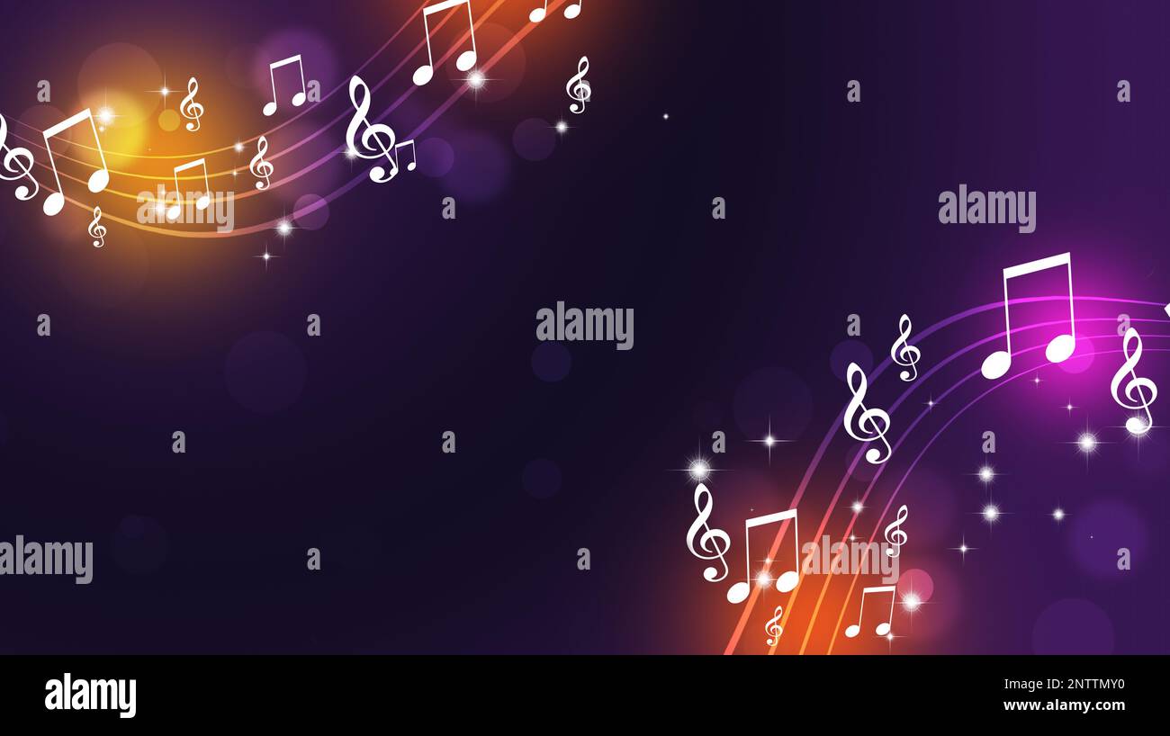 affiche de notes de musique multicolore. arrière-plan coloré au néon. des modèles pour des dépliants et des affiches musicaux Banque D'Images