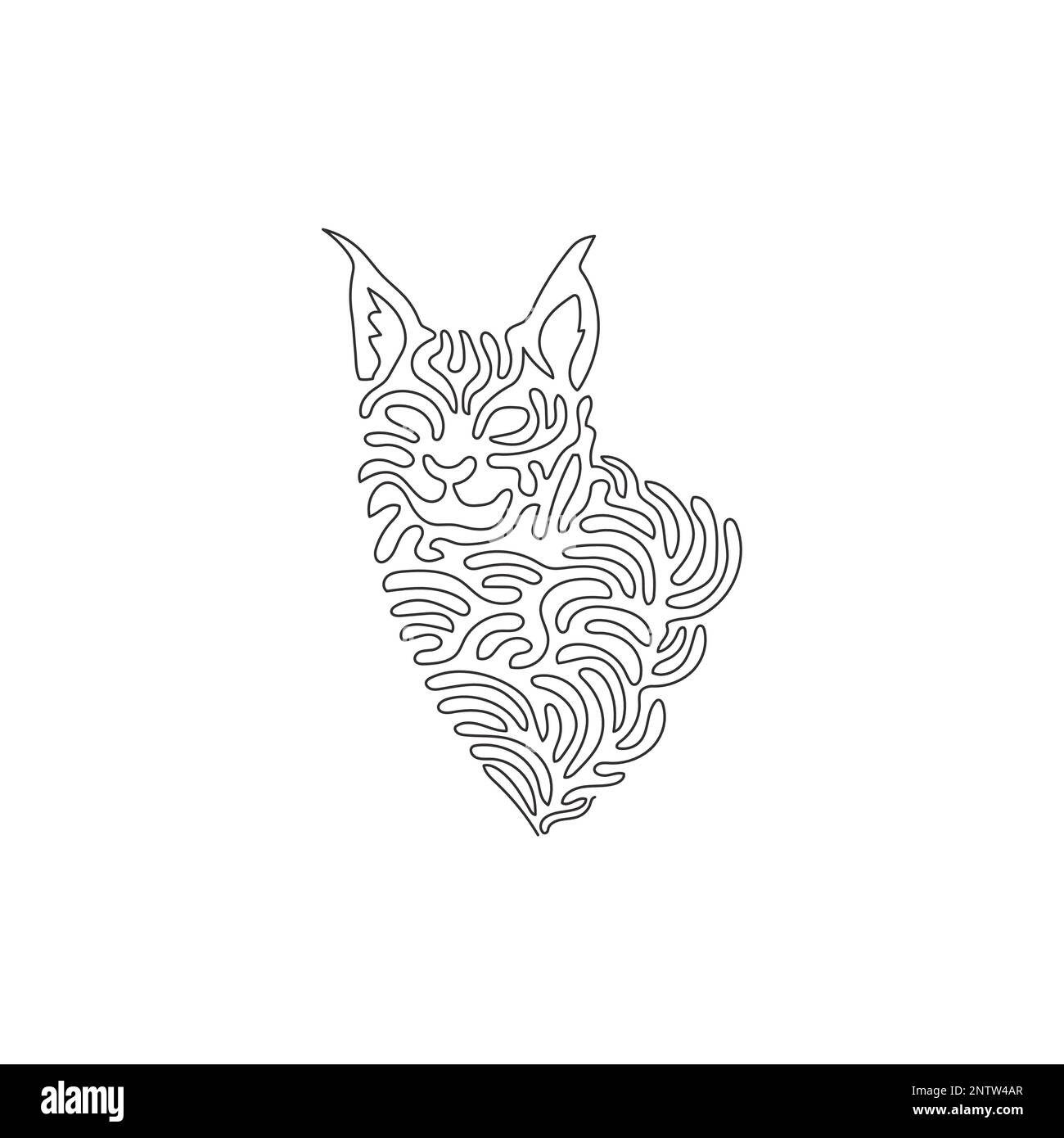 Un seul dessin d'une ligne de belle lynx art abstrait Ligne continue dessin graphique dessin vectoriel illustration de tufts caractéristiques de cheveux noirs Illustration de Vecteur