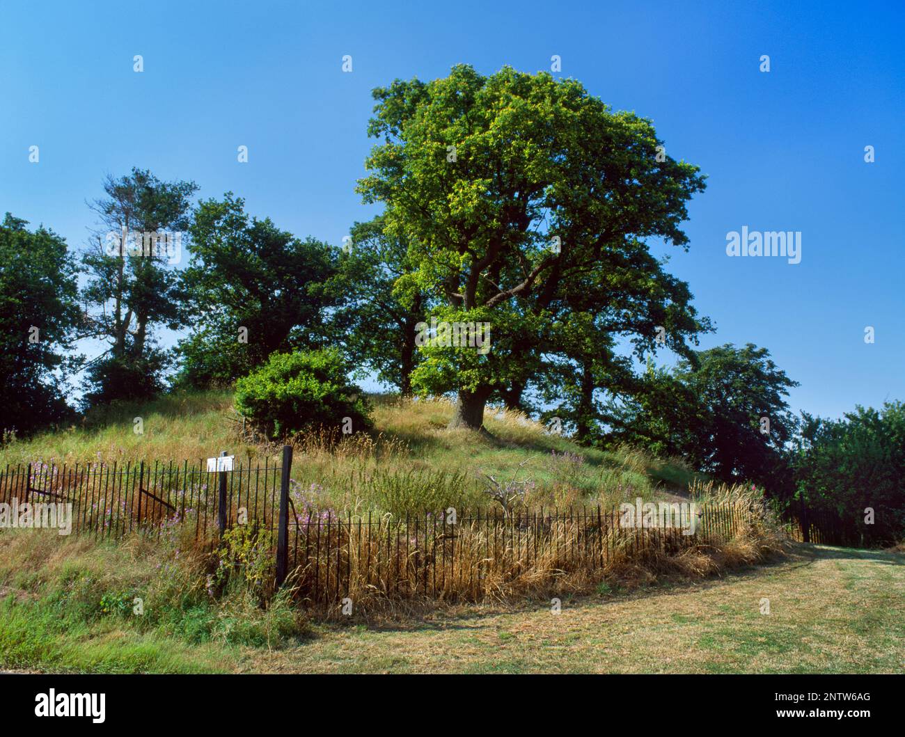 Vue N de la grange ronde romaine contenant un sédastad tardif/enterrement de crémation précoce de C2ndAD d'un enfant sur l'île Mersea, Essex, Angleterre, Royaume-Uni. Banque D'Images