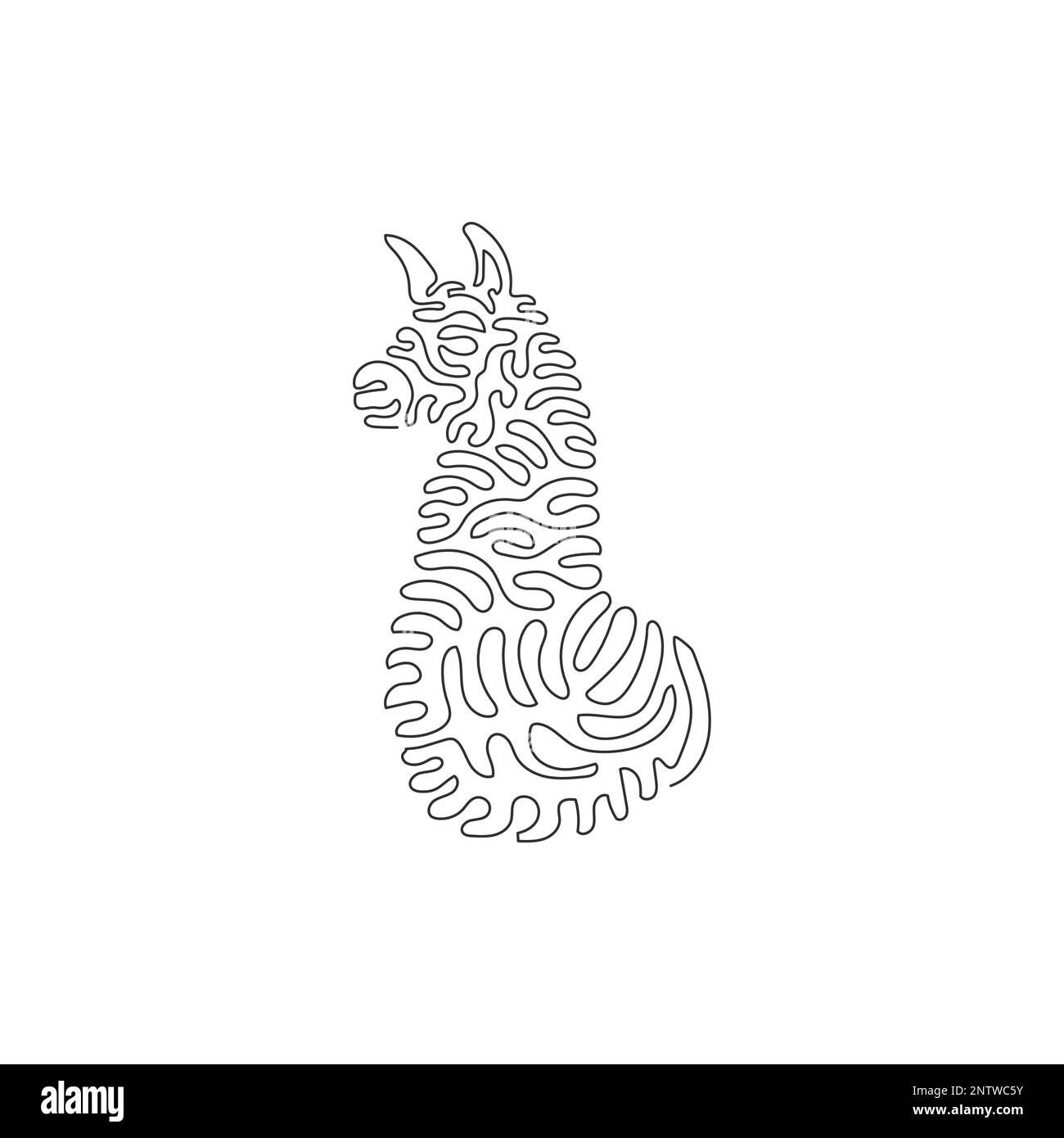 Courbe continue un dessin de ligne de mignon assis courbe alpaga art abstrait Illustration svector d'Alpaca, petit mammifère camélide, modifiable sur une seule ligne Illustration de Vecteur
