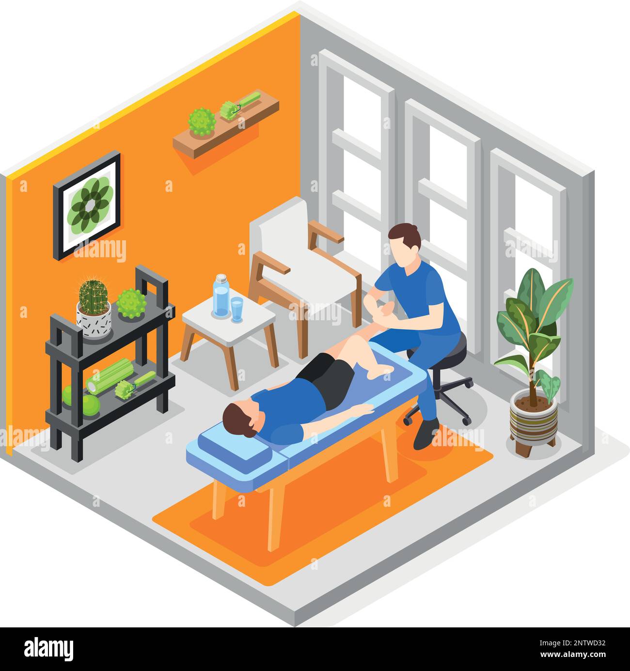Composition isométrique à libération myofasciale avec illustration vectorielle professionnelle de massage des pieds Illustration de Vecteur