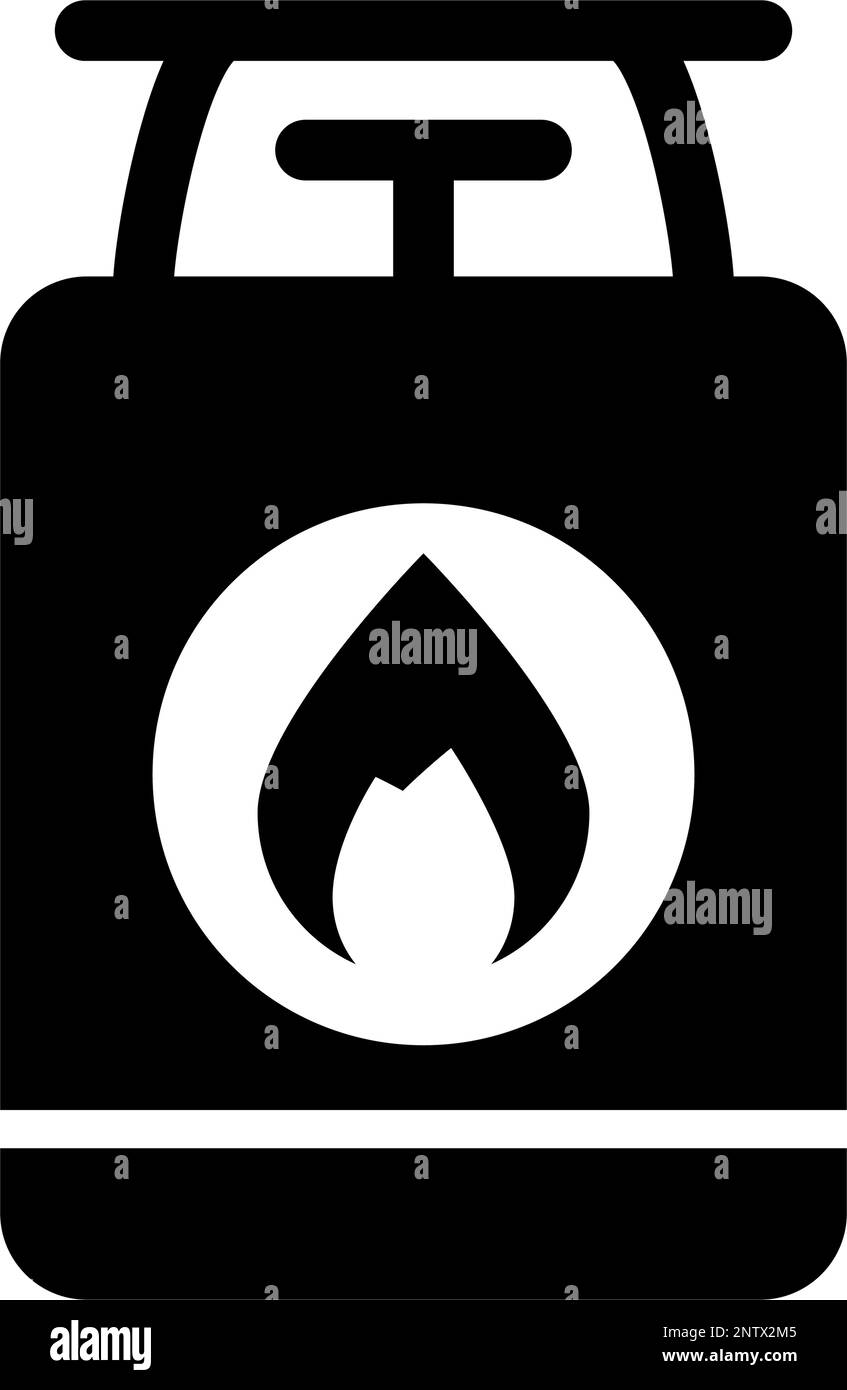 Icône de silhouette de bouteille de gaz. Réservoir de carburant. Matières dangereuses. Vecteur modifiable. Illustration de Vecteur
