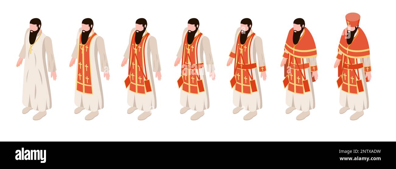 Ensemble isométrique chrétien orthodoxe avec symboles de religion illustration vectorielle isolée Illustration de Vecteur