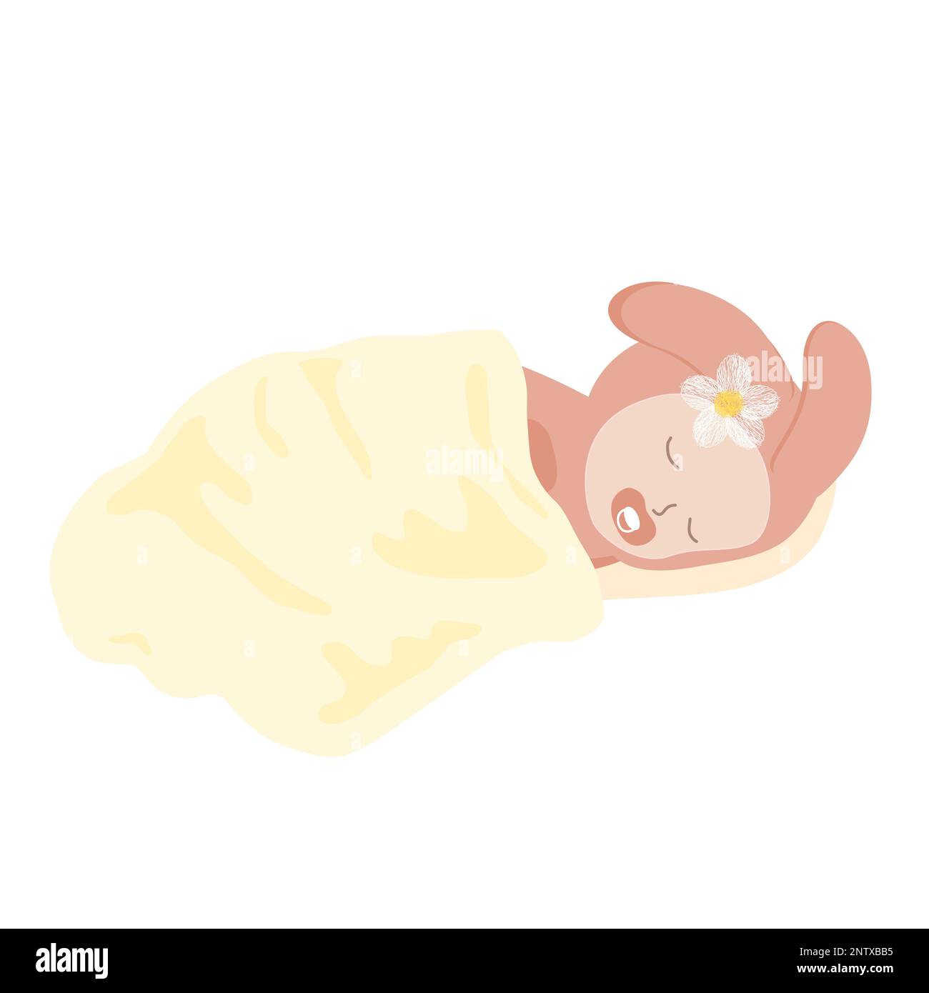 Une adorable jeune fille en costume de lapin recouverte d'une couverture et dormant confortablement. L'illustration vectorielle plate a isolé un arrière-plan blanc Illustration de Vecteur
