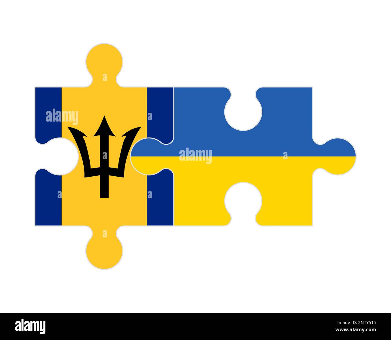 Puzzle connecté des drapeaux de la Barbade et de l'Ukraine, vecteur Illustration de Vecteur